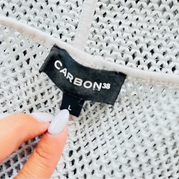 Carbon38 Silver Mesh Tank Top y2k Metallic Sheer - Picture 4 of 6